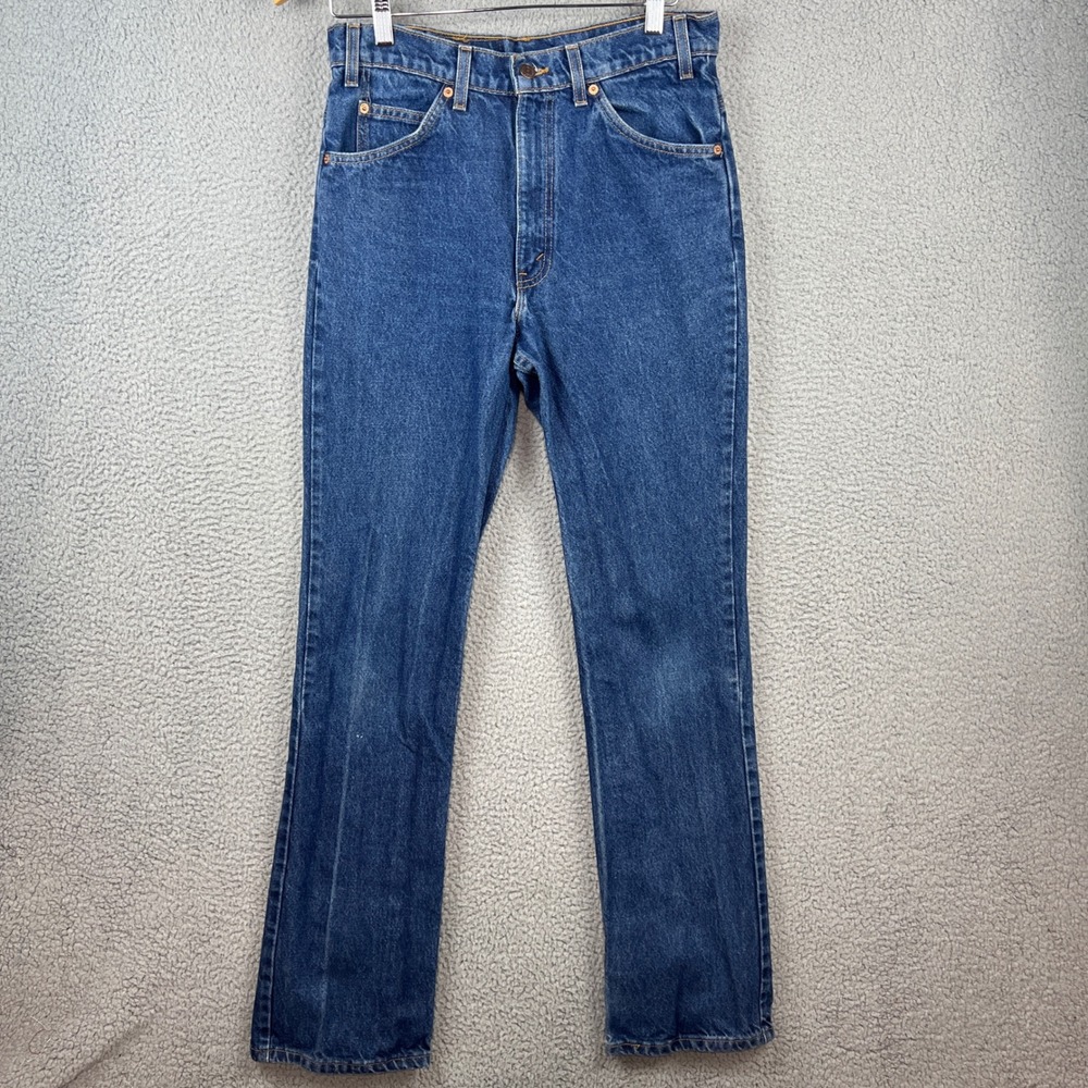 Vintage Levis 517 Orange Tab Jeans 32x34 Blue Bootcut Denim Made in USA Mens